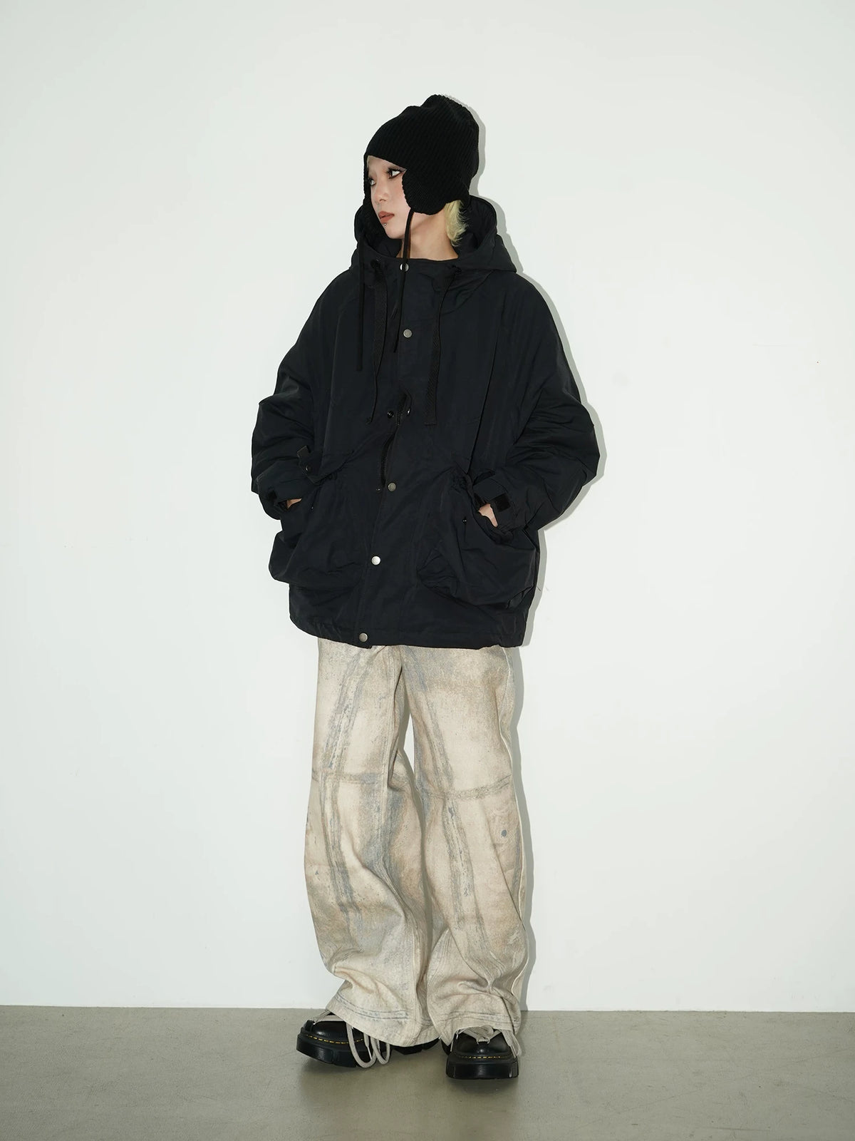 3D Graffiti Print Wide Leg Denim Jeans