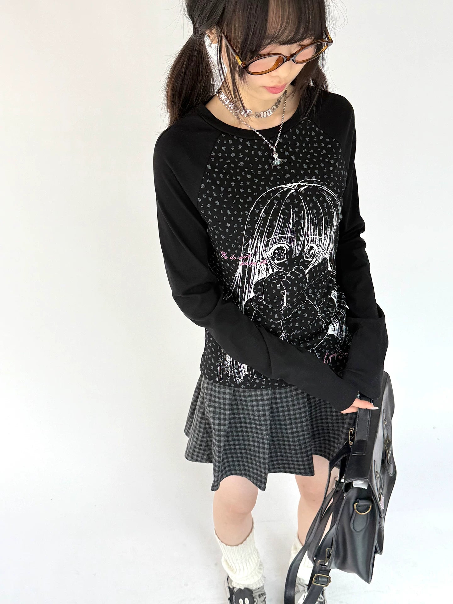Graphic Speckled Print Long Sleeve T-Shirt