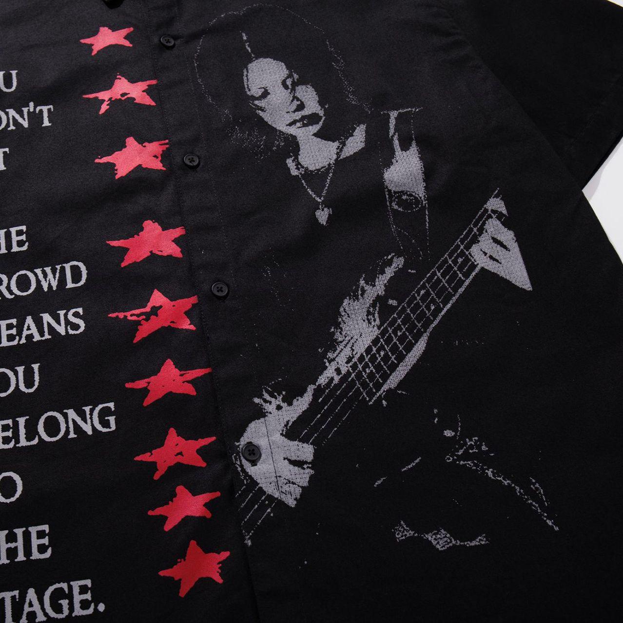 Star Letter Photo Print Short Sleeve Shirt