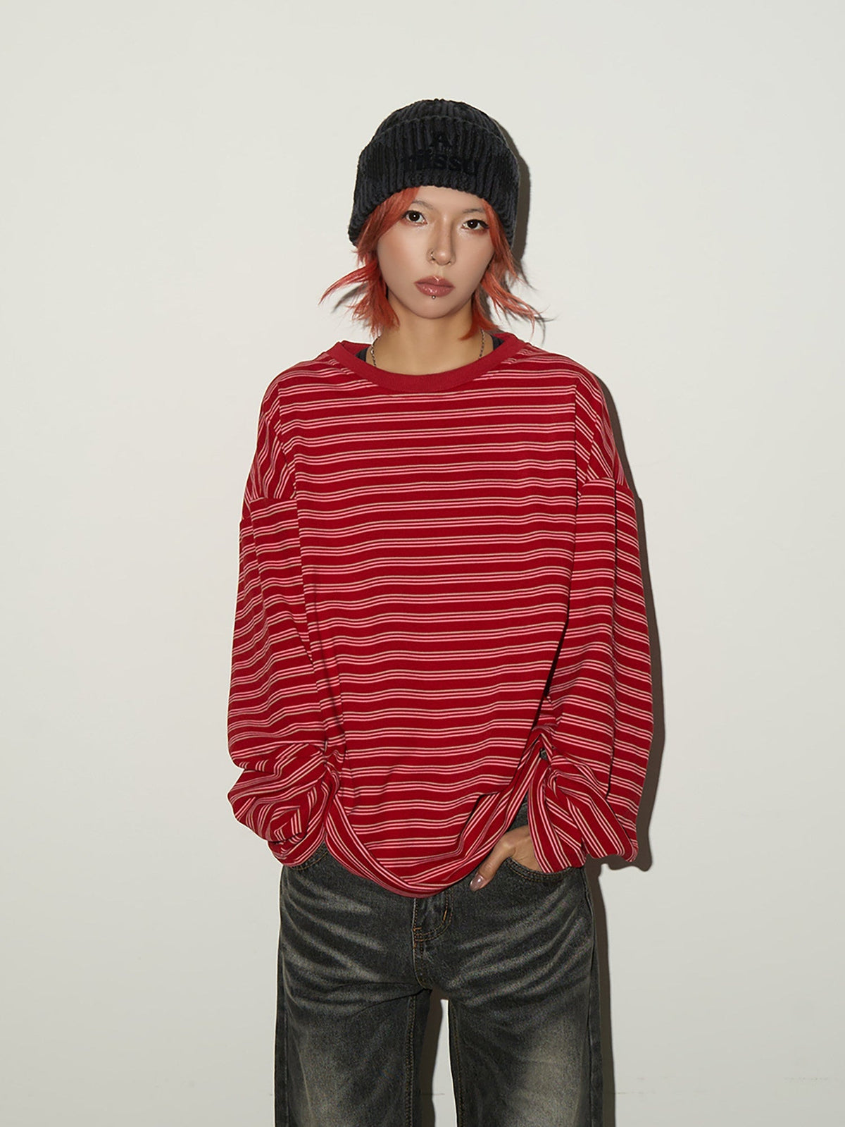 Contrast Stripe Long Sleeve T-Shirt
