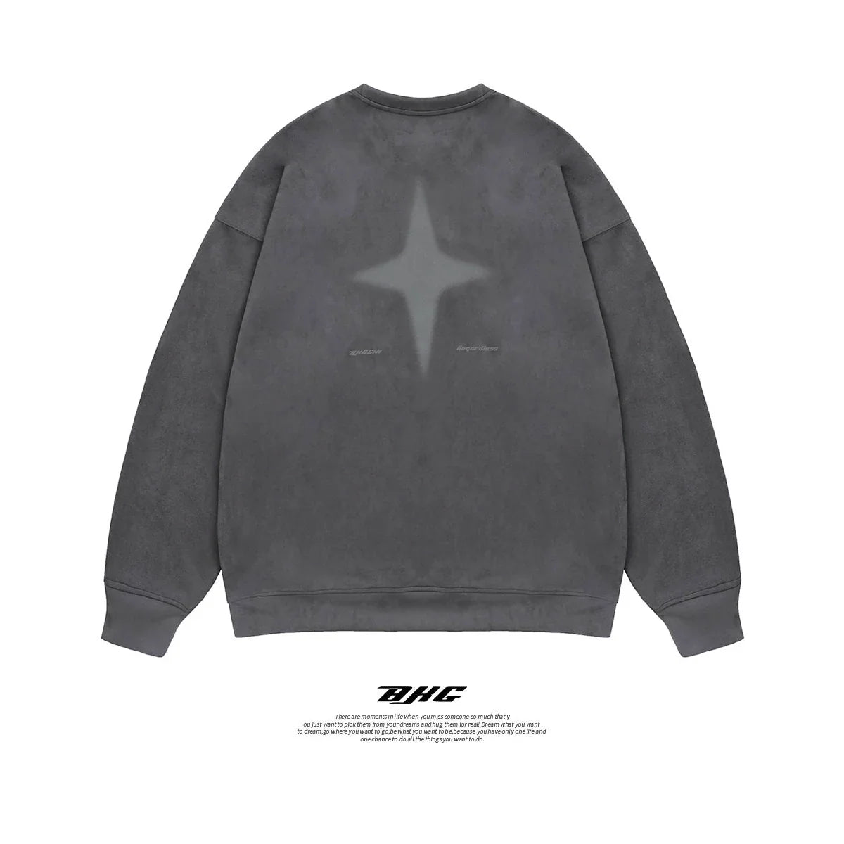 Overize Suede Round Neck Sweatshirt
