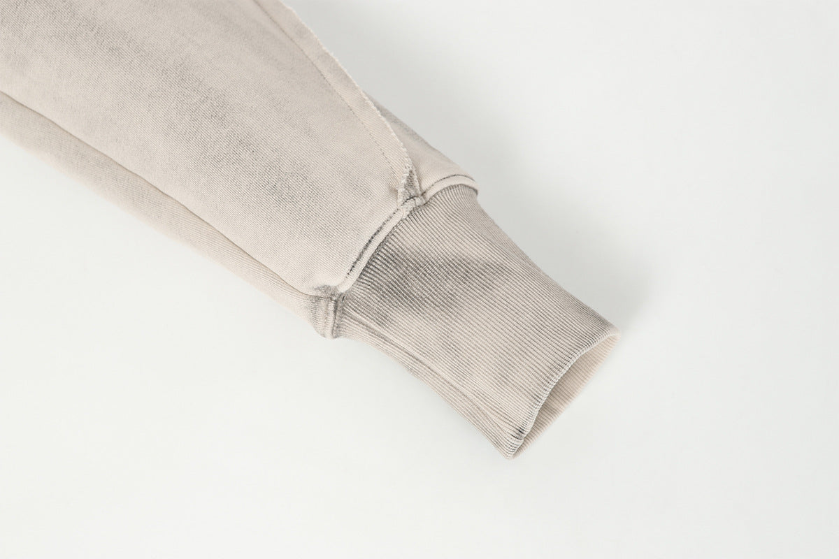 Washed Asymmetrical Zipper Detail Hoodie