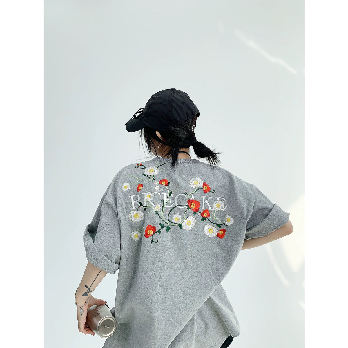 Oversized Flower Print Short Sleeve T-Shirt