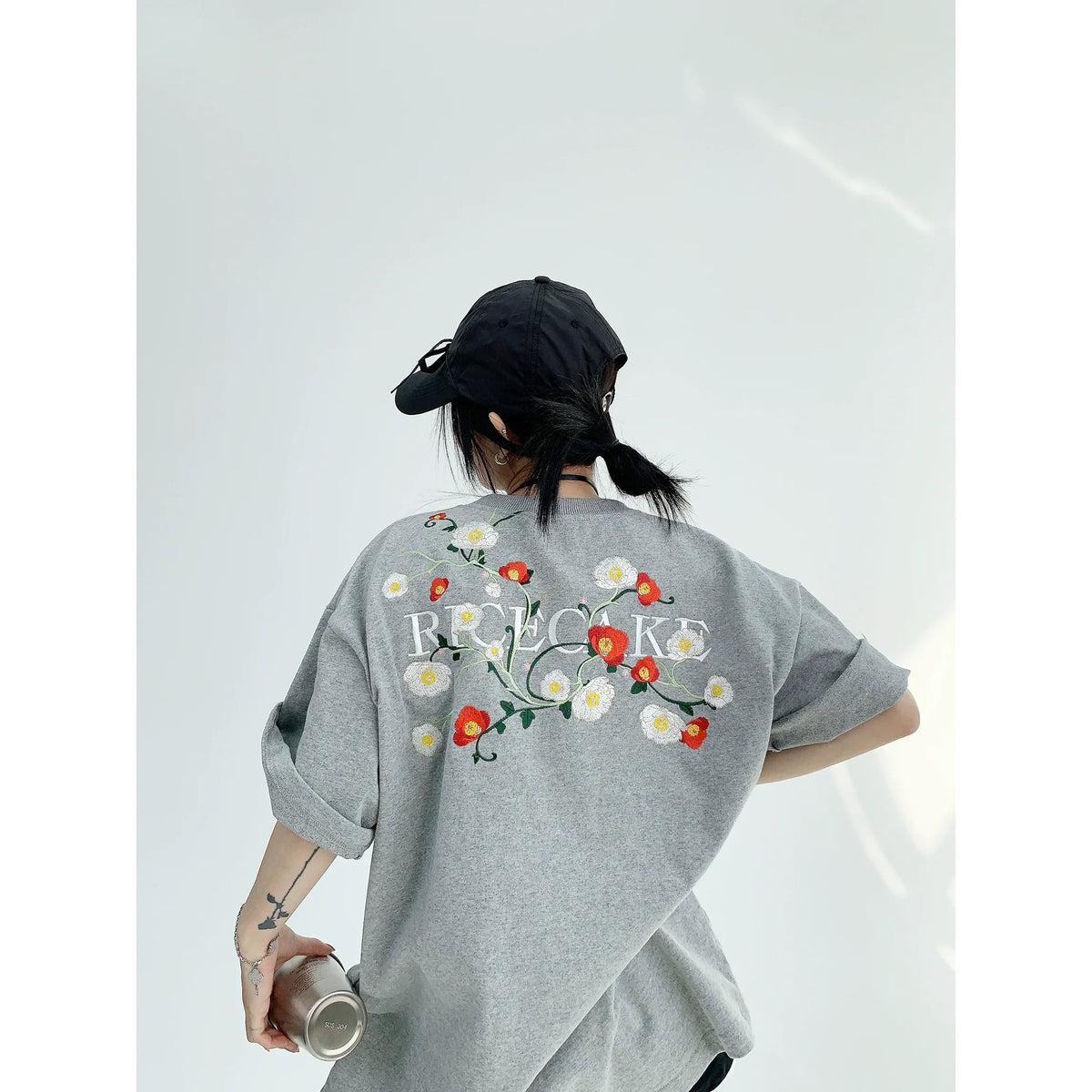 Oversized Flower Print Short Sleeve T-Shirt