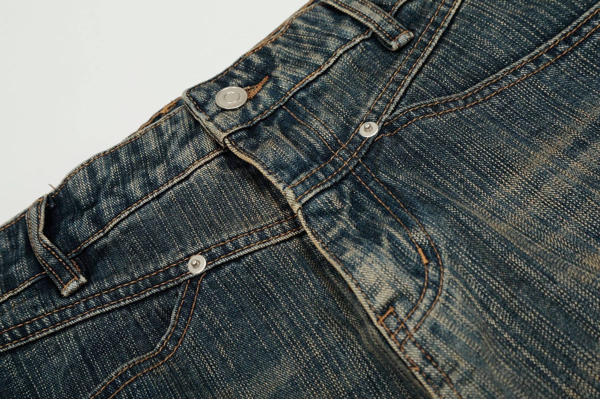 Fade Washed Straight Denim Jeans