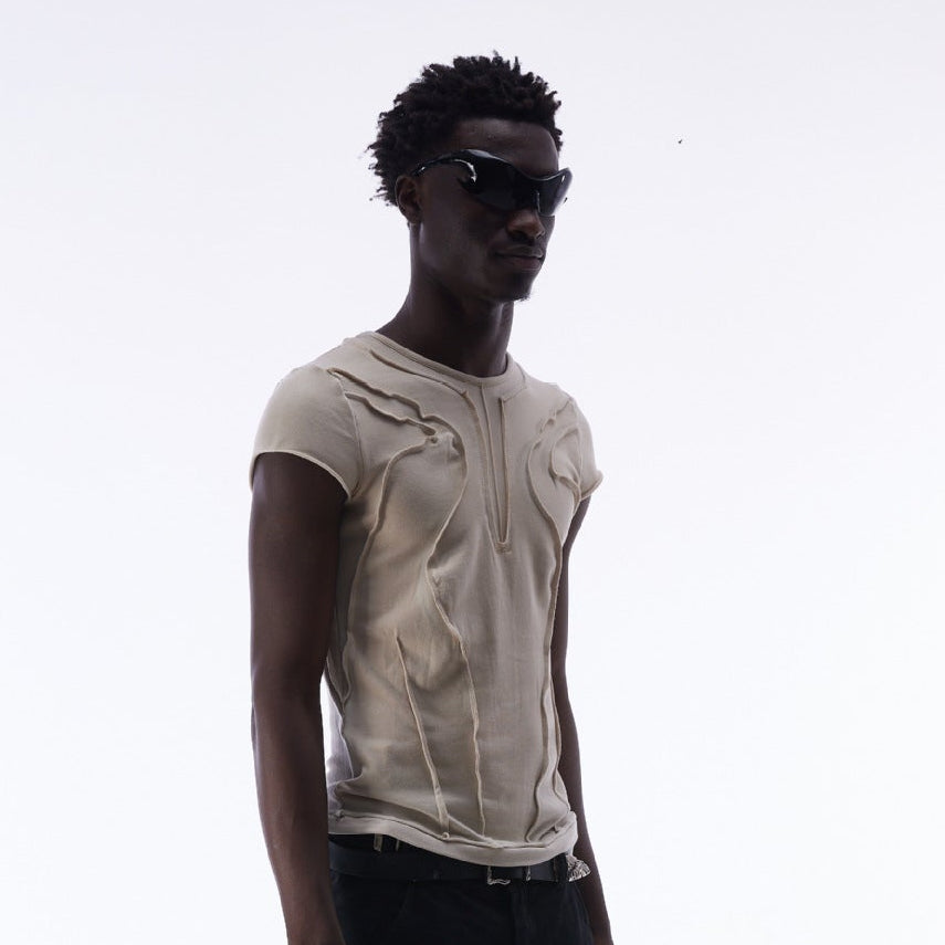 Washed Deconstruction Layered Short Sleeve T-Shirt