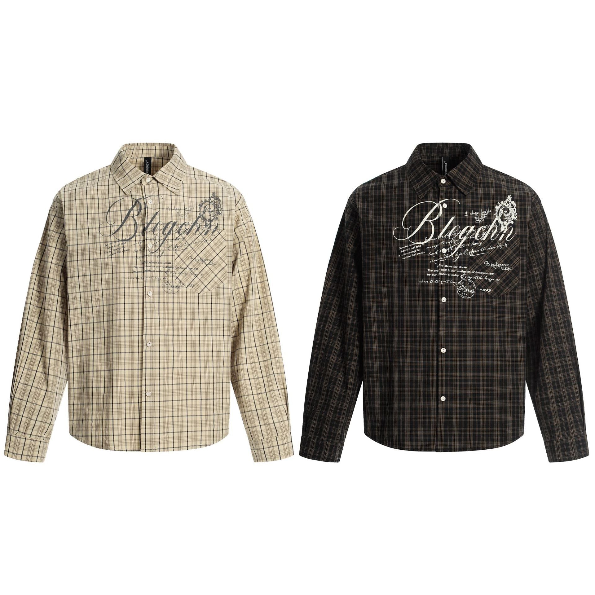 Plaid Letter Print Long Sleeve Shirt