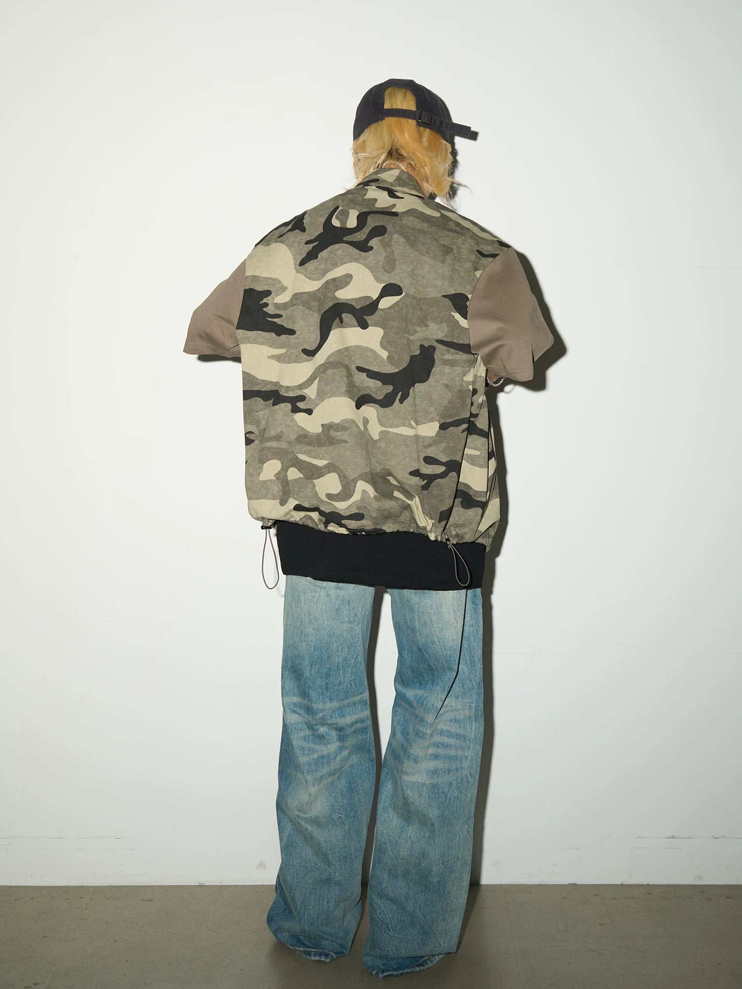 Wash Damage Straight Denim Jeans