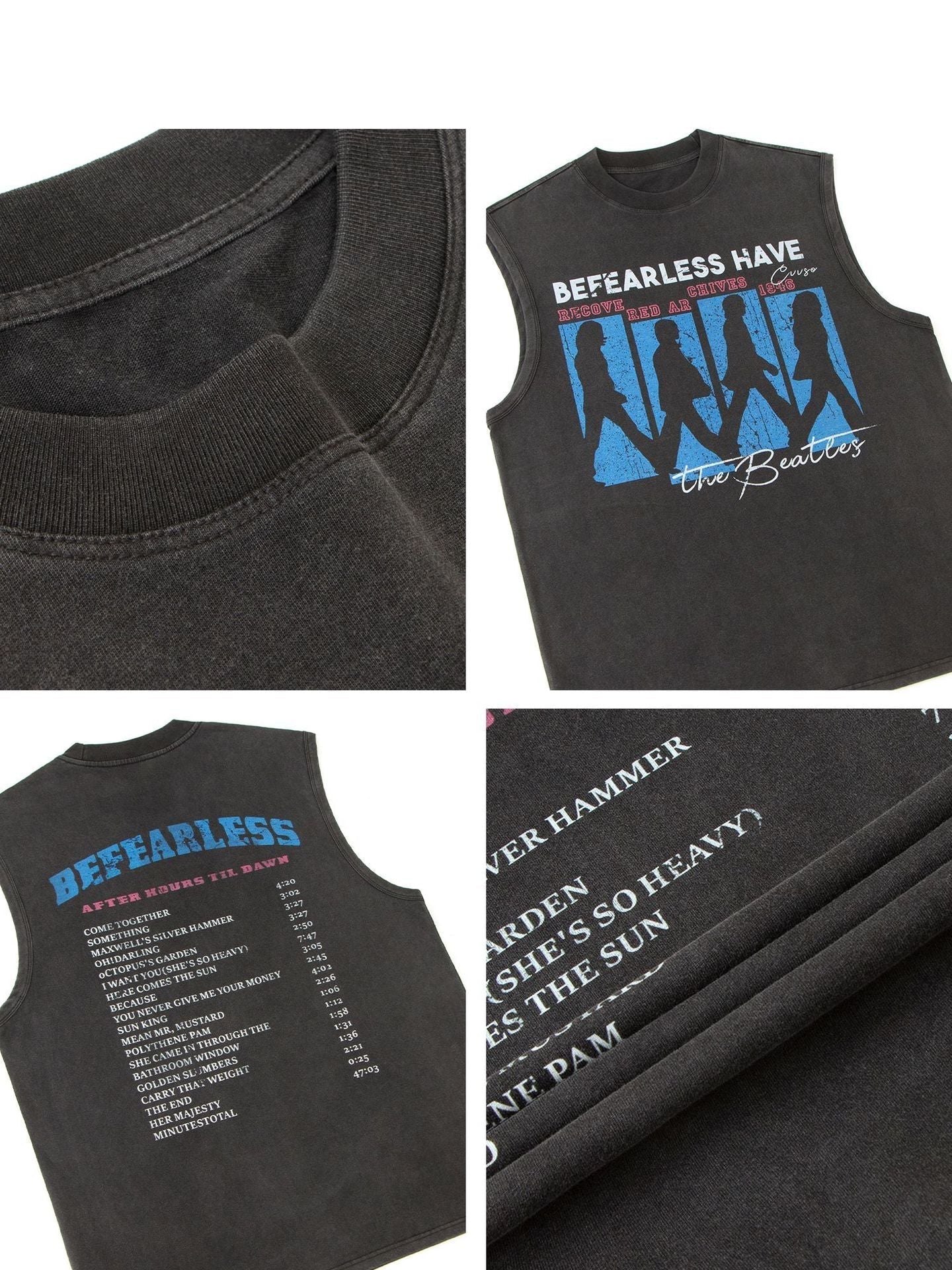 Washed Graphic Letter Sleeveless T-Shirt
