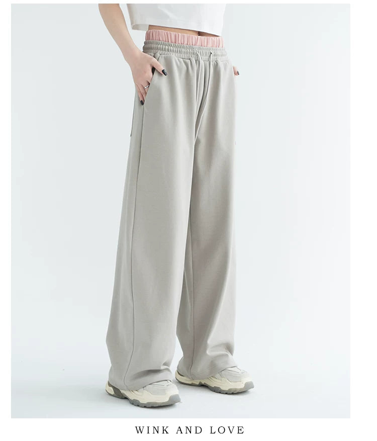 Double Waist Casual Straight Sweatpants