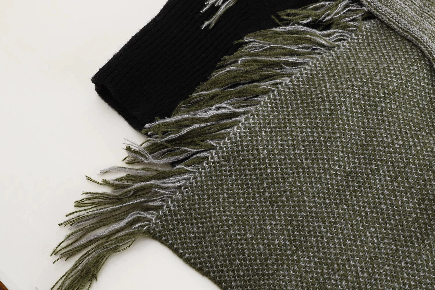 Fringe-Patchwork Oversized Sweater