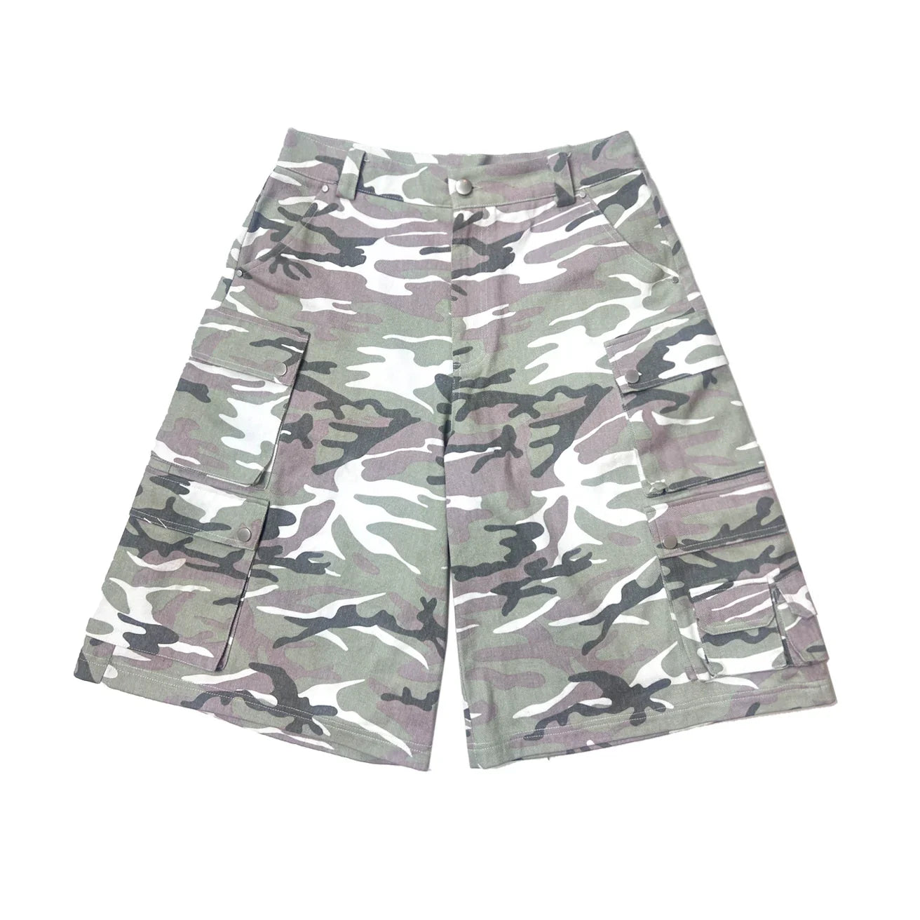 Pantaloncini cargo in tela con design mimetico