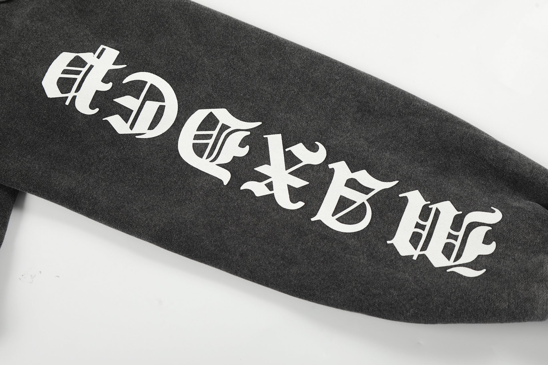 Washed Patch Logo Print Zipper Hoodie