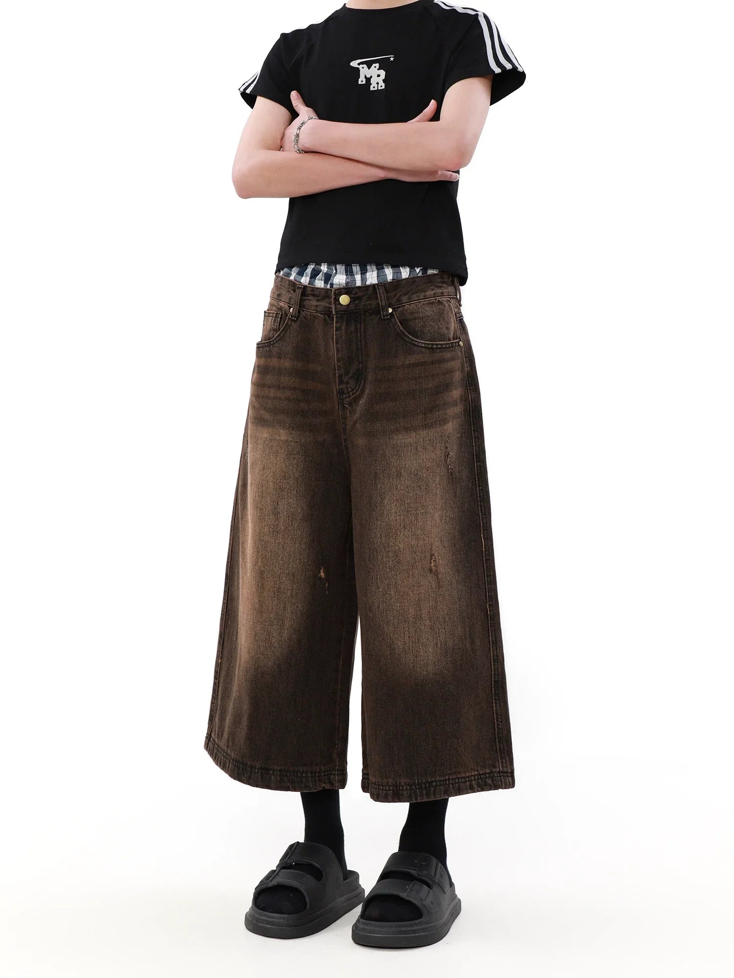 Ankle-length Wide Leg Denim Jeans