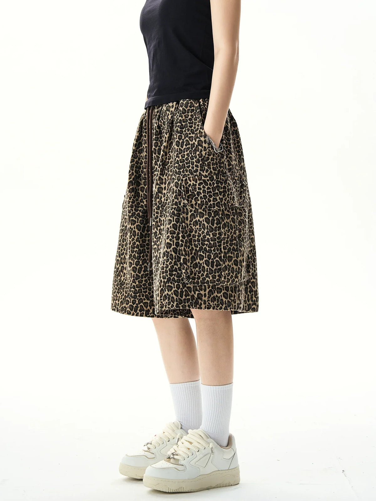 Leopard Print Wide Leg Shorts