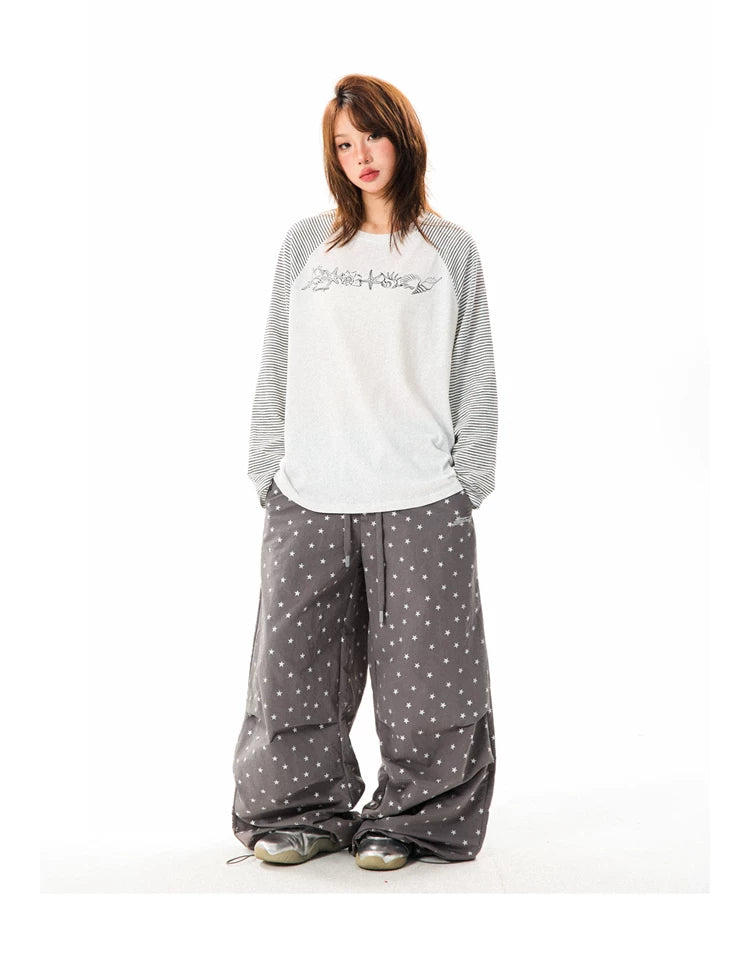 Allover Star Print Wide-Leg Pants