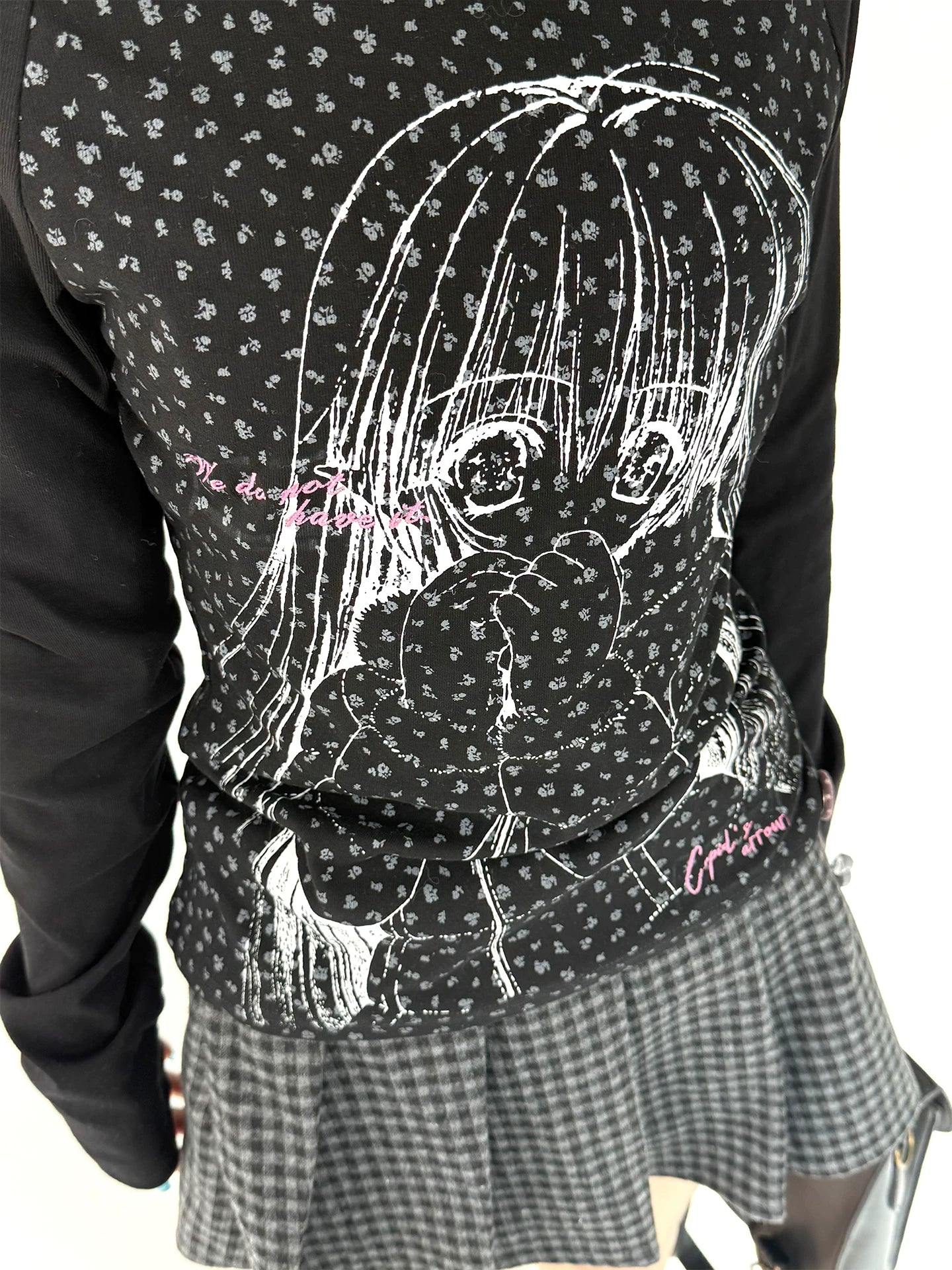 Graphic Speckled Print Long Sleeve T-Shirt