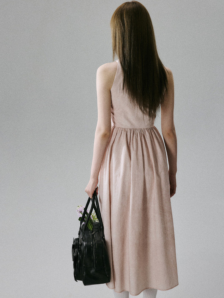 Halterneck Pocket Long Skirt Dress