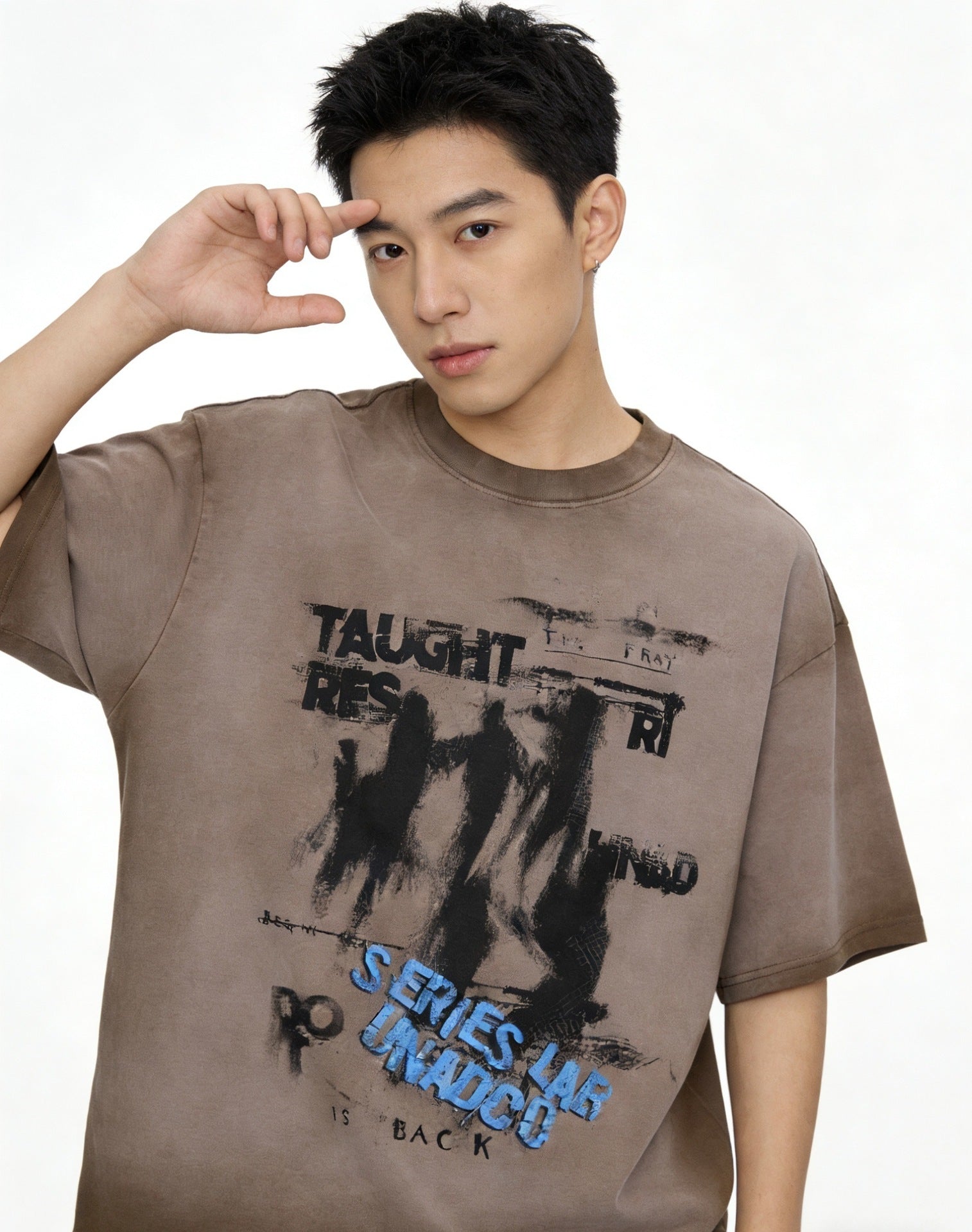 Dark Graffiti Print Short Sleeve T-Shirt