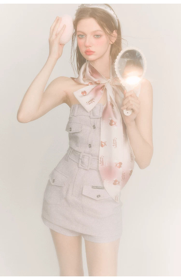 Cropped Jacket & Short Skirt Pants & Tubetop Setup