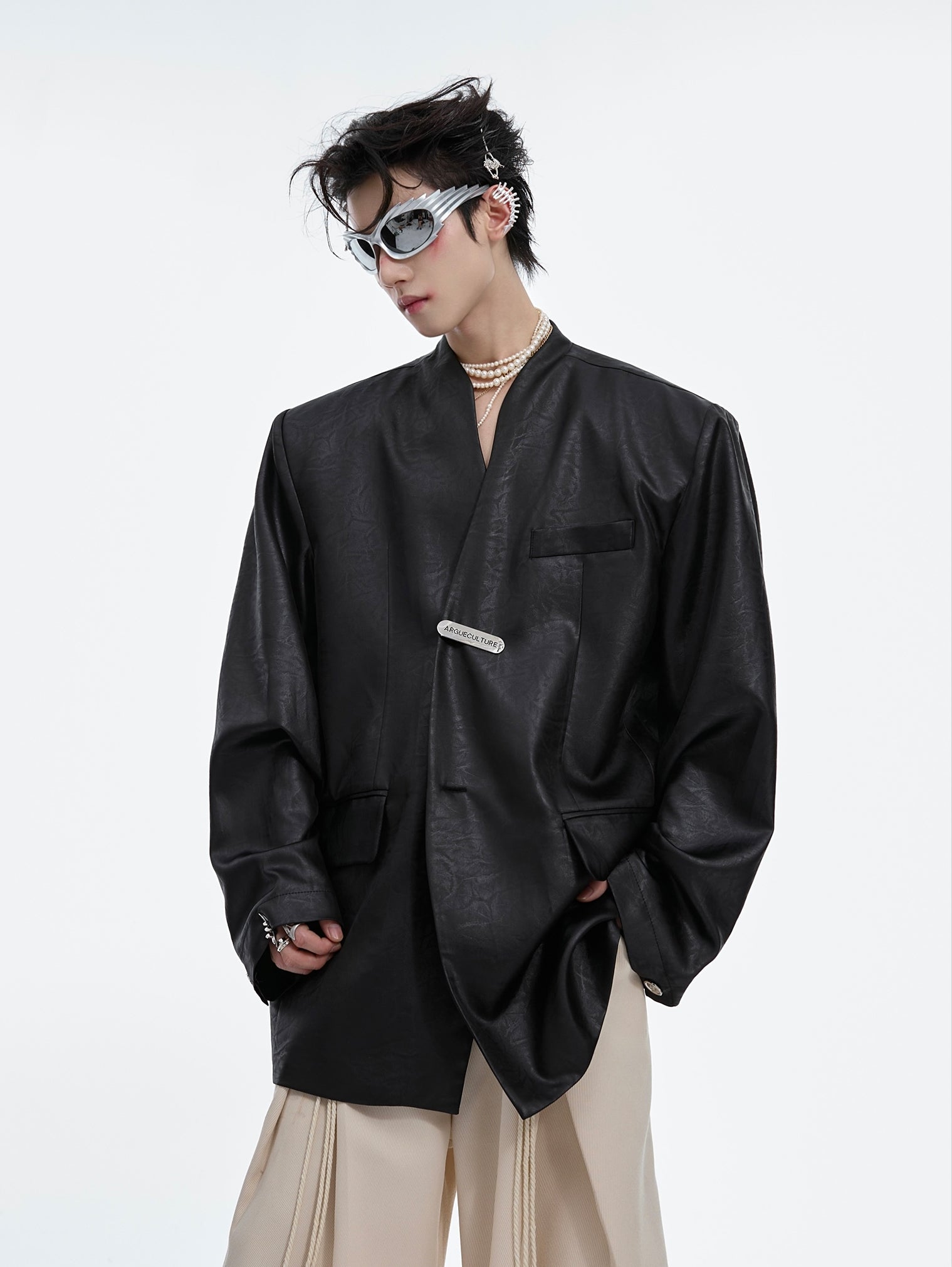 Liquid Metal Collarless Jacket