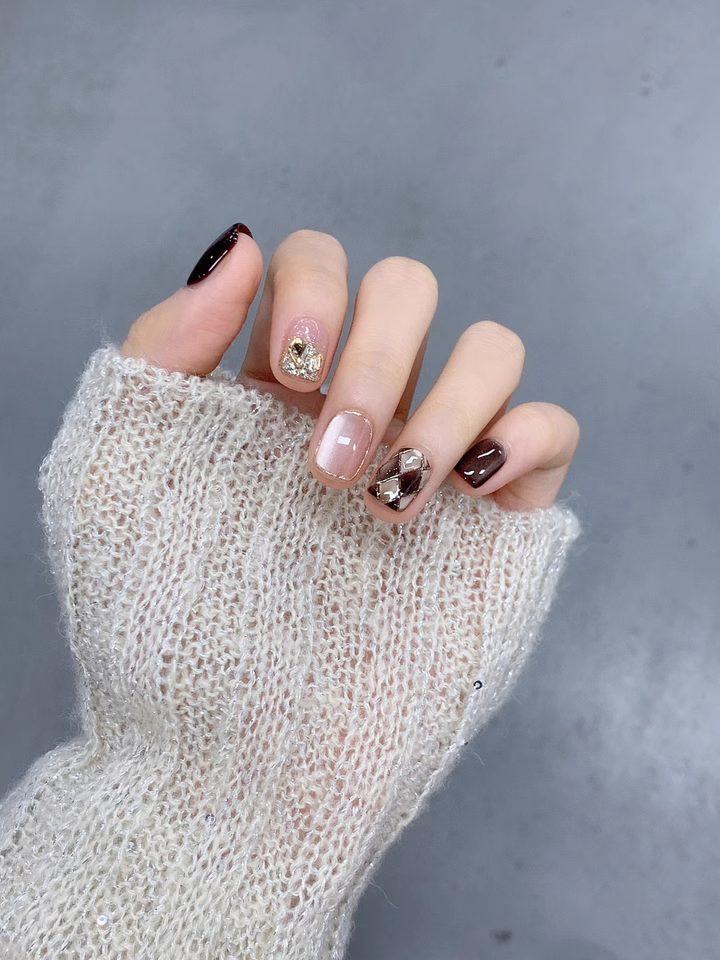 Spring nails - Belle Plaid Wearable High-End Sense Pure Handmade Nails