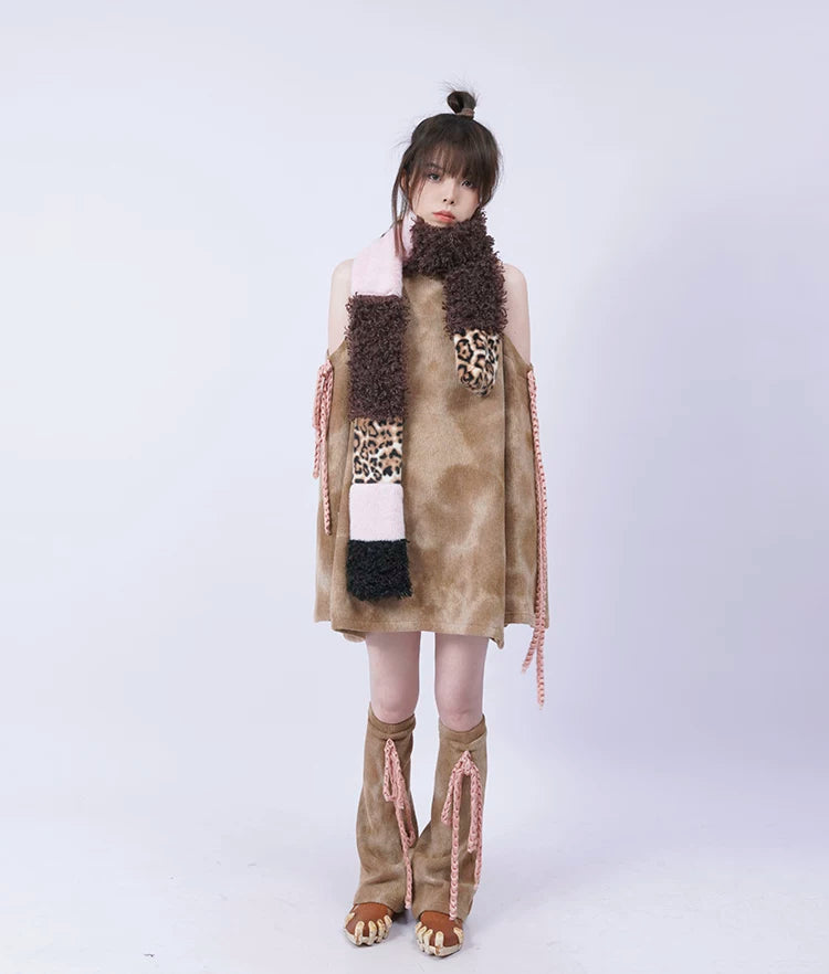 Patchwork Fake Fur Scarf
