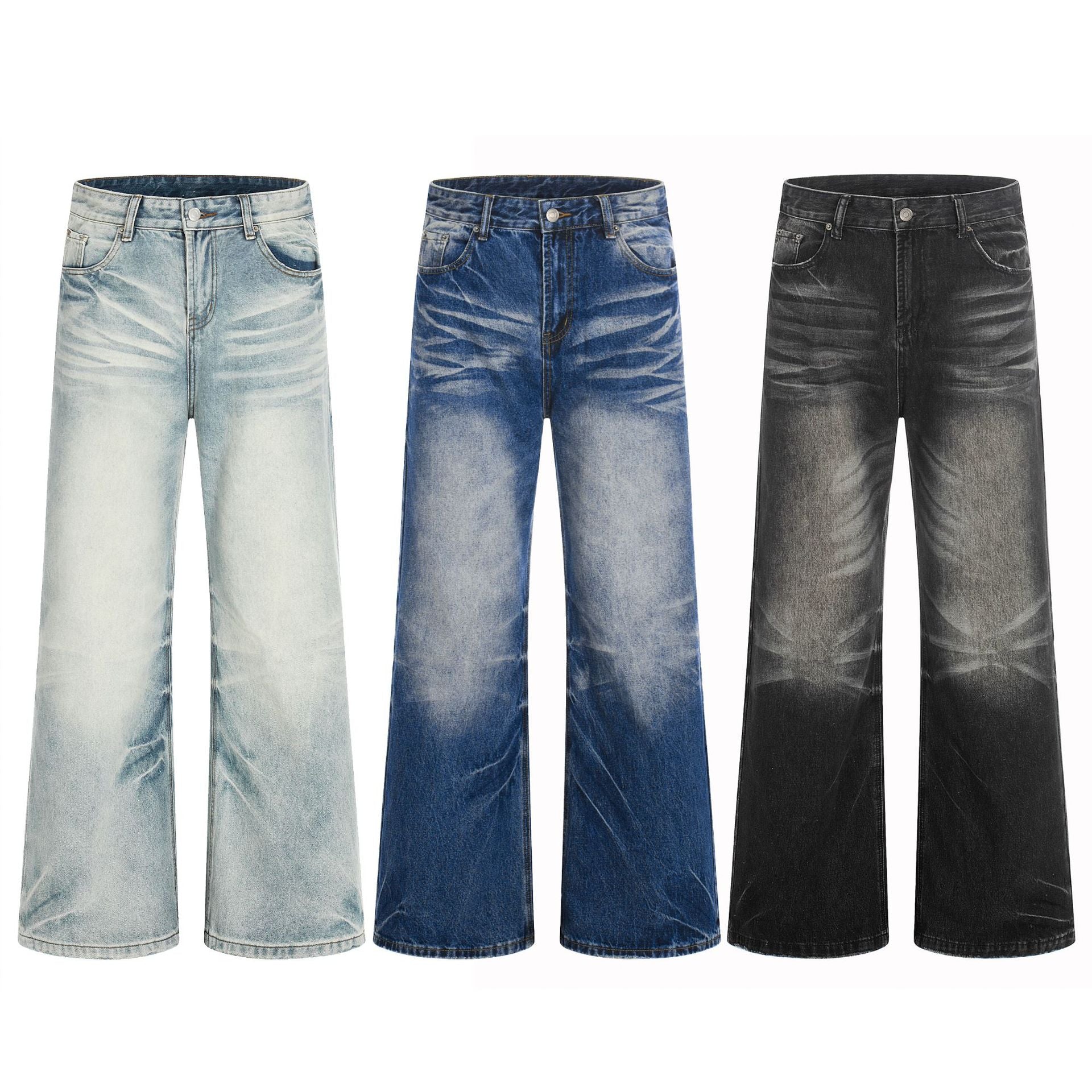 Washed Whiskers Flare Denim Jeans