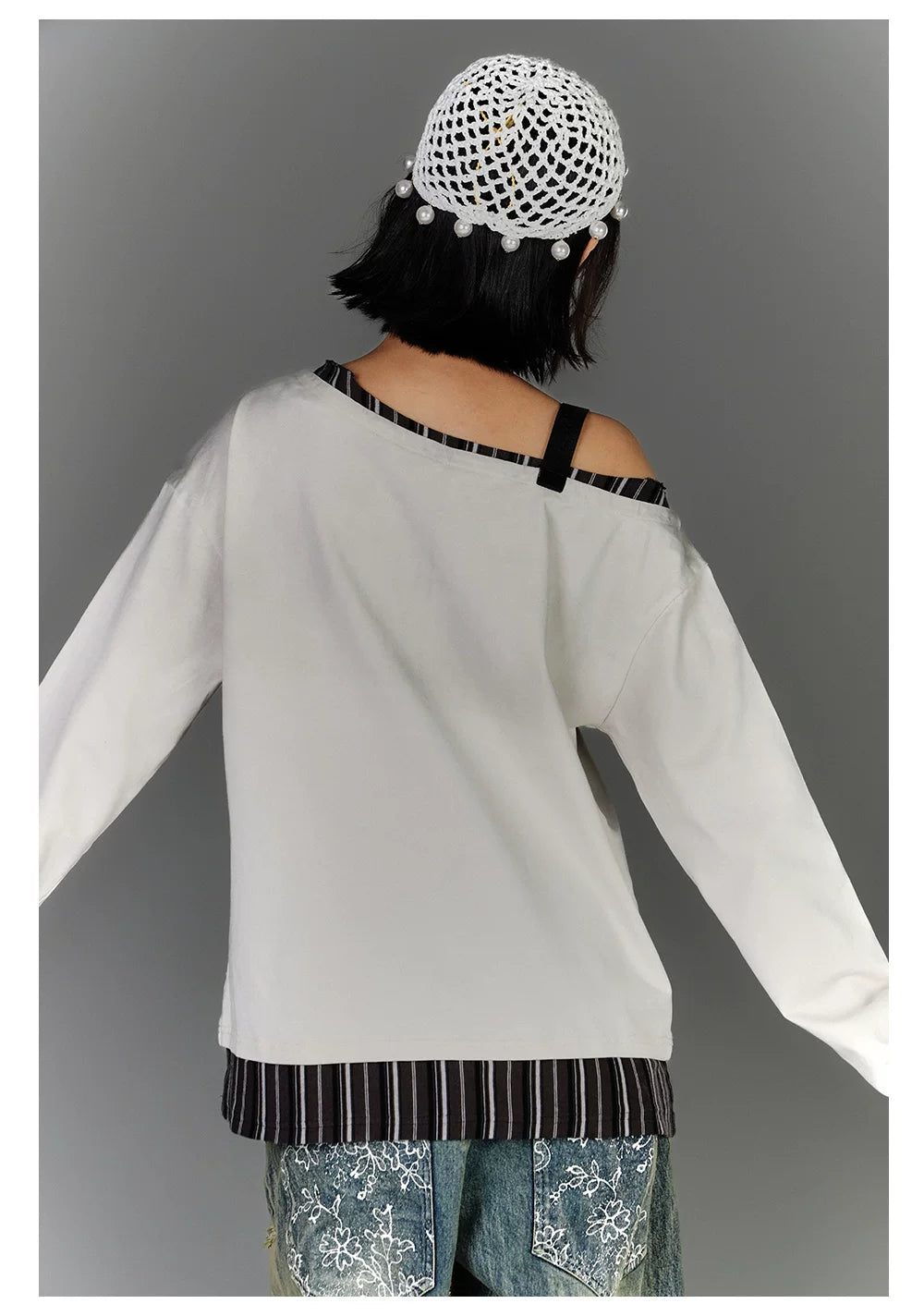 Off-Shoulder Asymmetrical Punk Long Sleeve T-Shirt