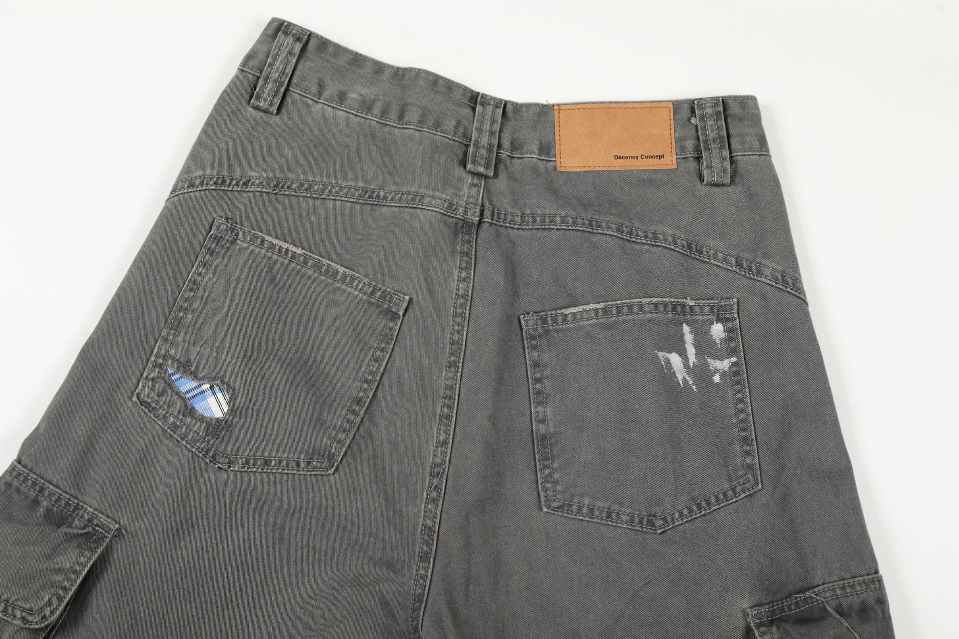 Damage Dirty Wide Leg Curved Cargo Pants