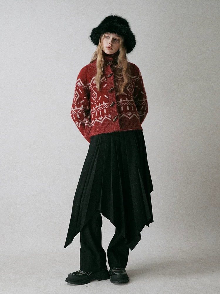 Fair Isle Jacquard Knit Cardigan