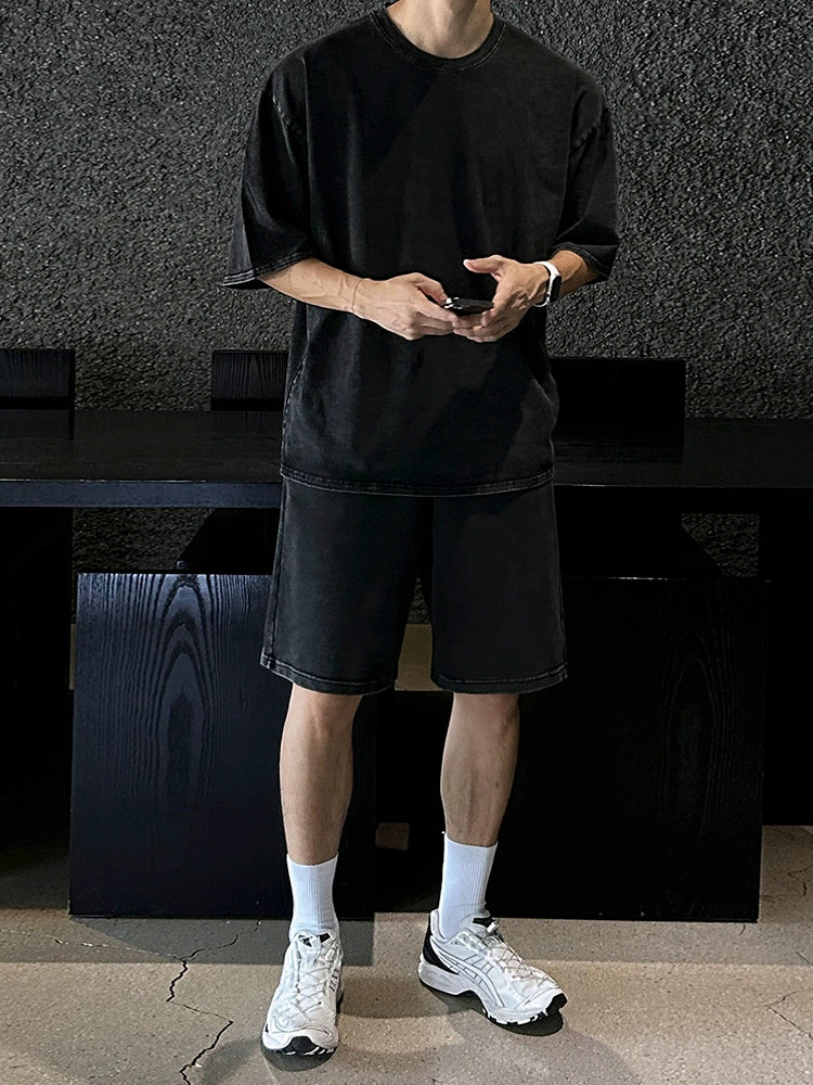 Washed Oversize Short Sleeve T-Shirt & Washed Straight Short Setup