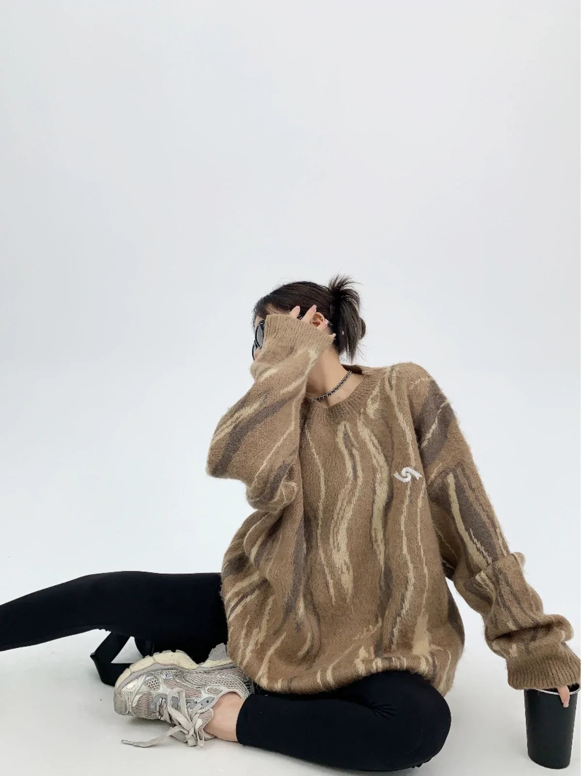 Pull oversize en maille à rayures Mrble