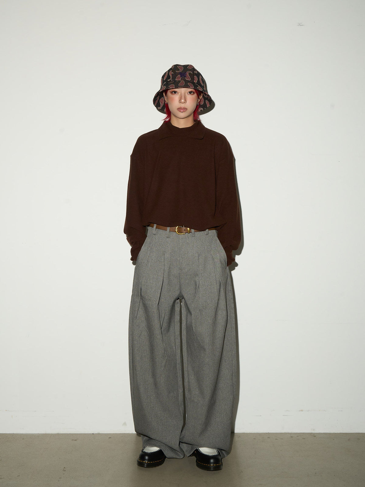 Pleats High Waist Wide Leg Trousers