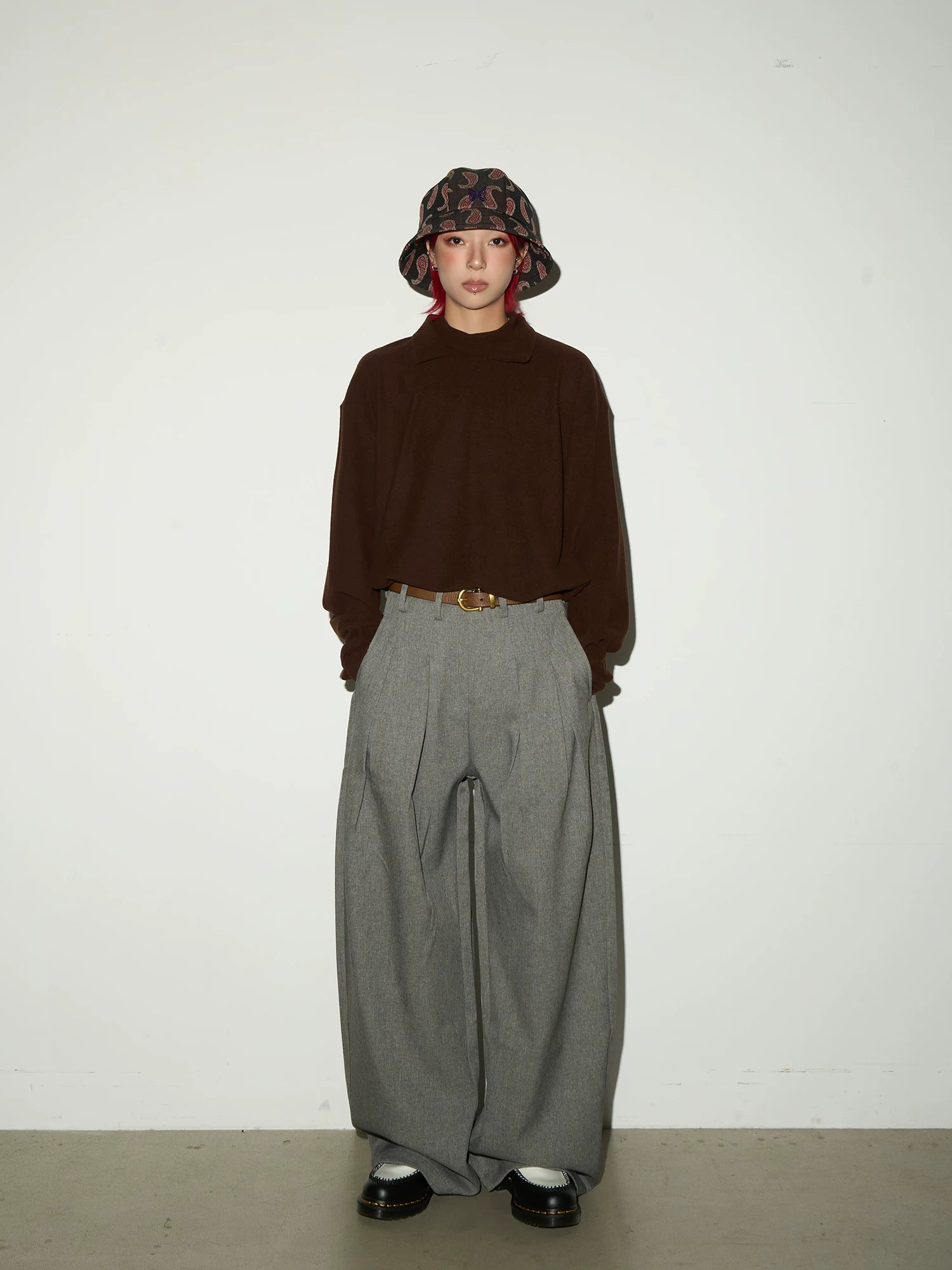 Pleats High Waist Wide Leg Trousers