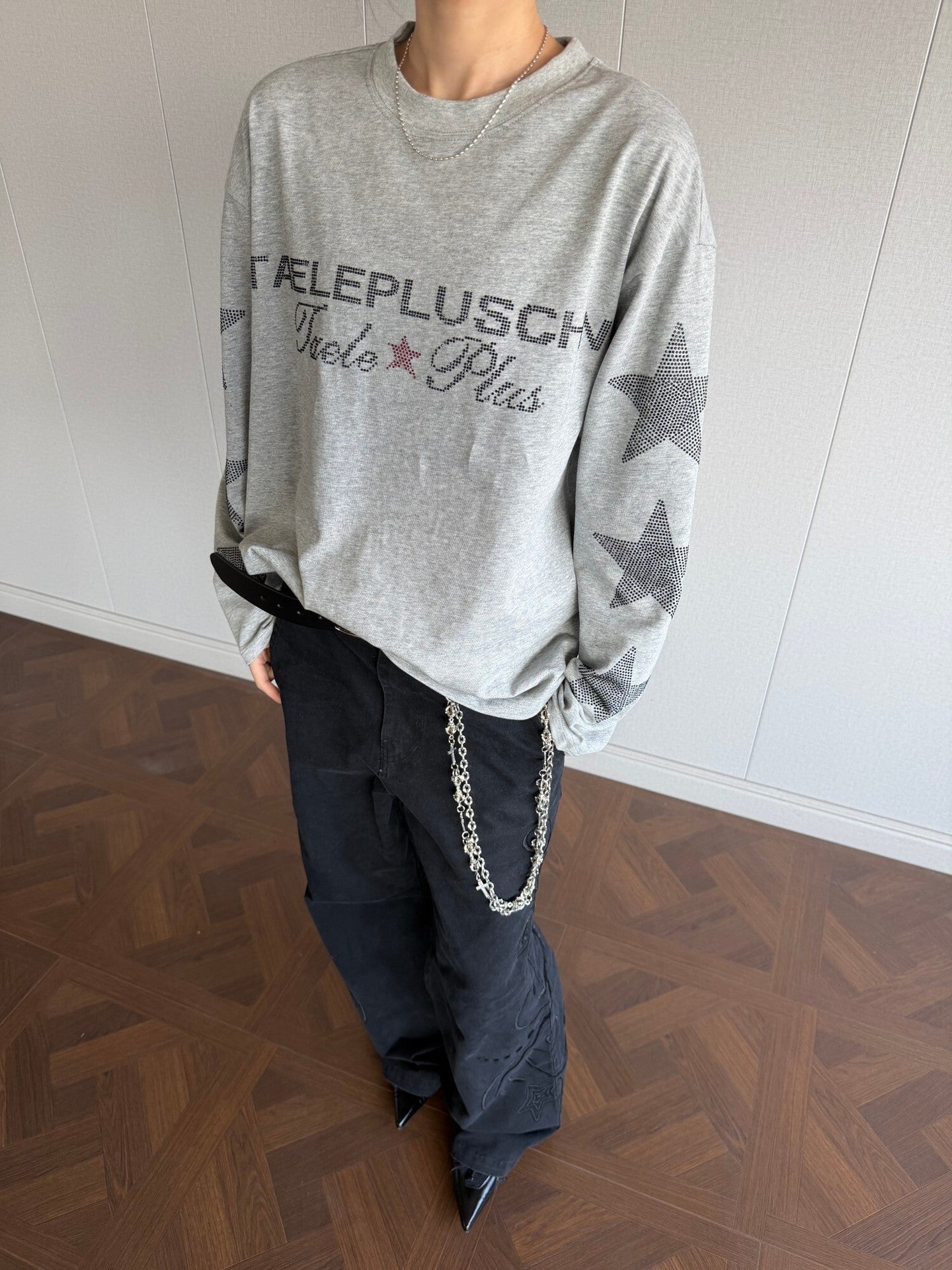 Star Rhinestone Letter Long Sleeve T-Shirt
