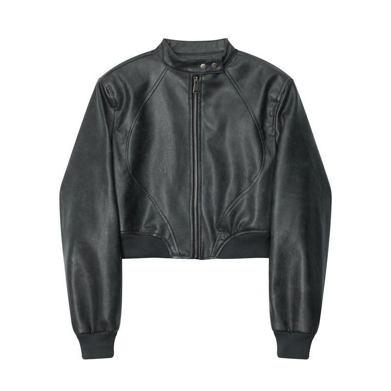 Stay stylish with this MADXMARX stand-collar leather jacket, perfect for winter fashion inspo, streetwear, and layering!