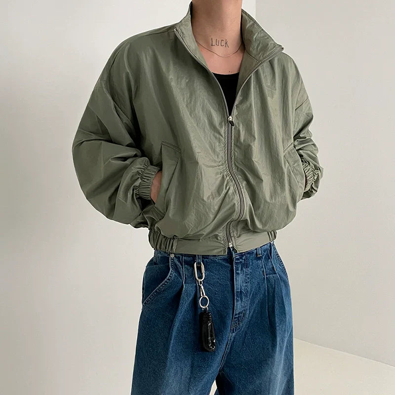 Stand Neck Zipper Work Jacket