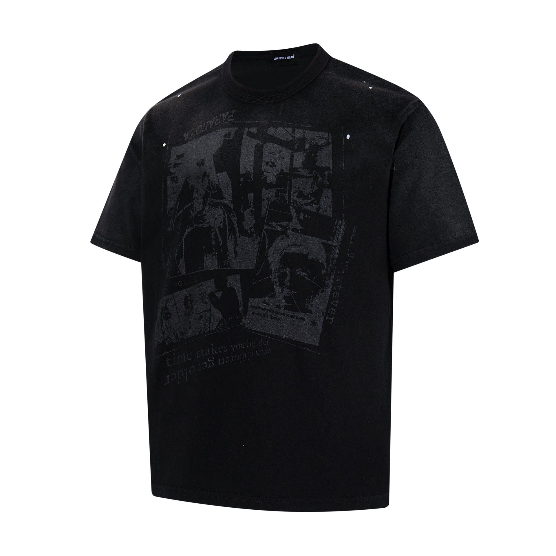 Portrait Print Damage Short Sleeve T-Shirt
