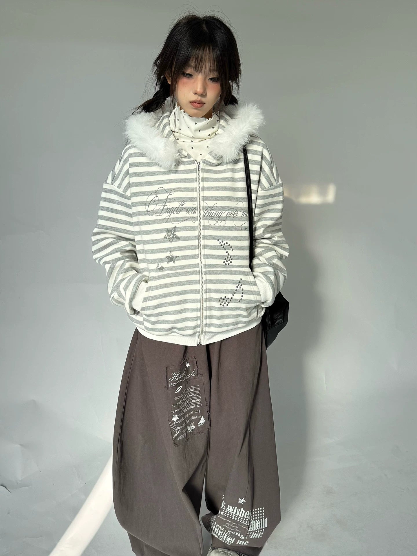 Detachable Fur Collar Fleece Lining Hooded Jacket