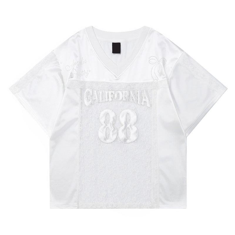 California 88 Lace Stitching T-shirt - MADXMARX