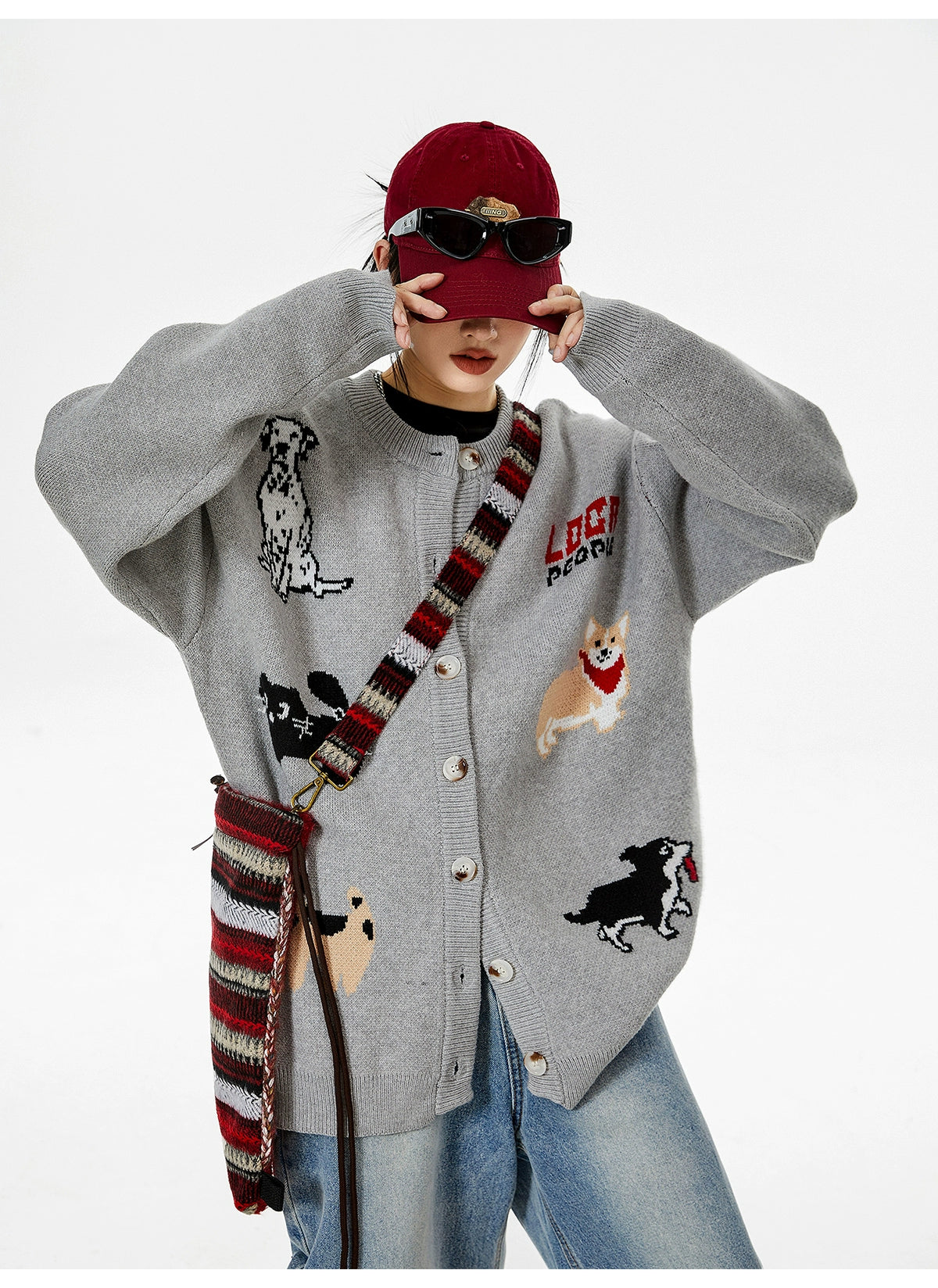 Holiday Printed Oversized Cardigan