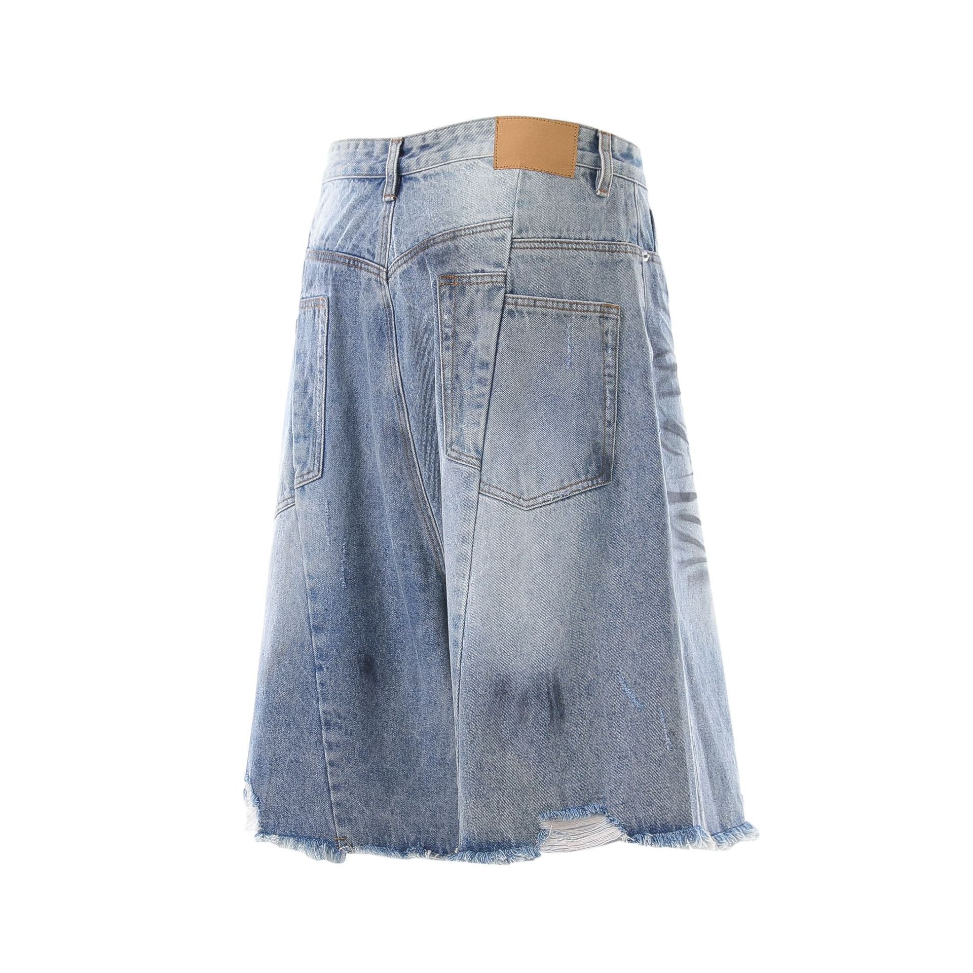 Frayed Damage Denim Jort