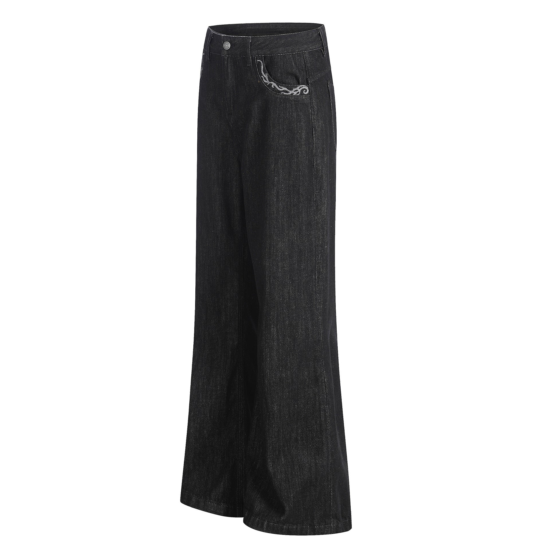 Washed Embroidery Flare Denim Jeans