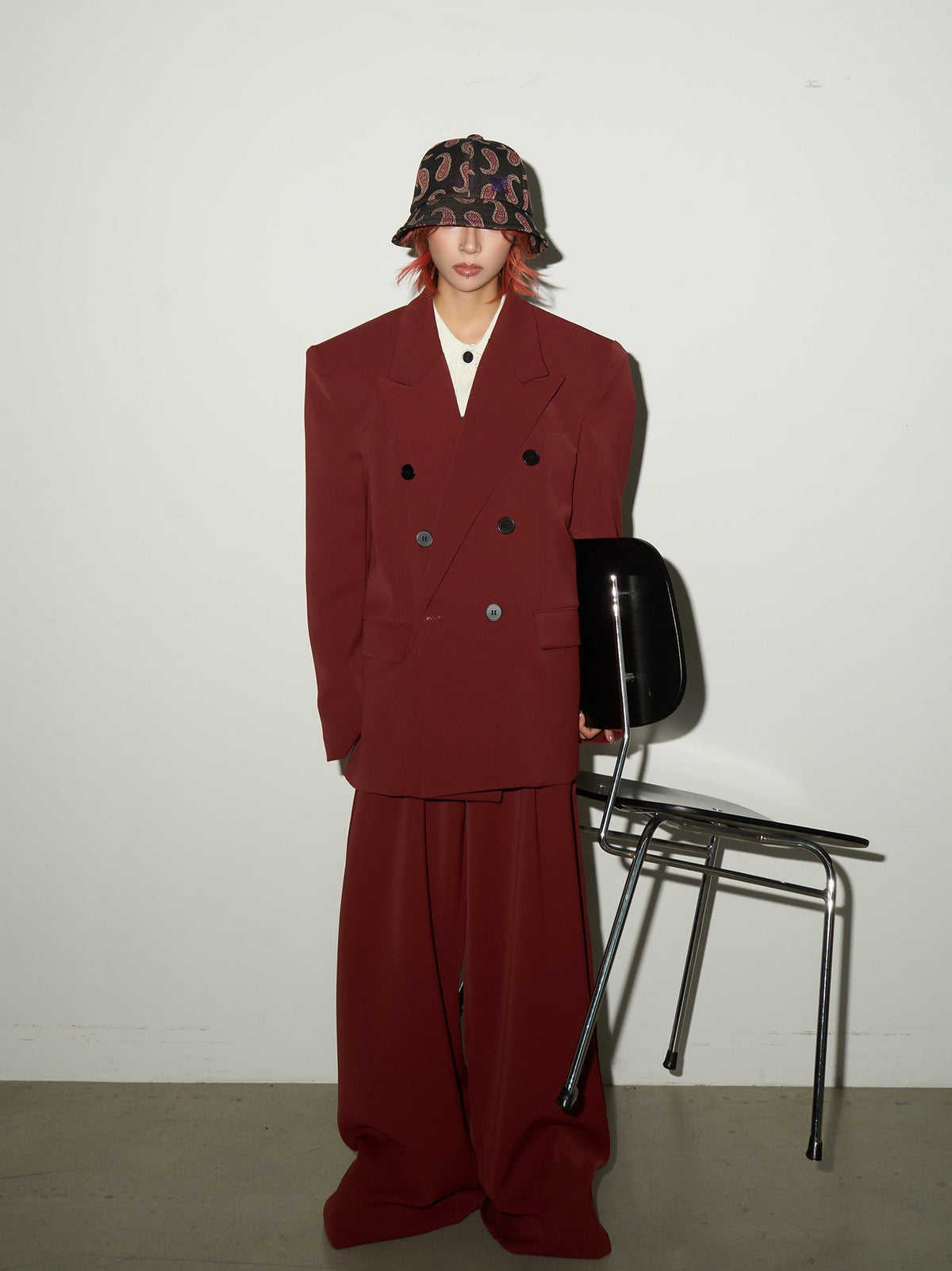 Double Breasted Tailored Jacket & Wide Leg Trousers Setup