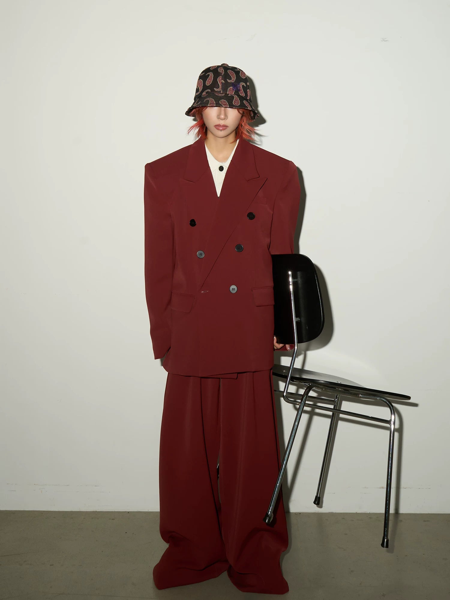 Double Breasted Tailored Jacket & Wide Leg Trousers Setup