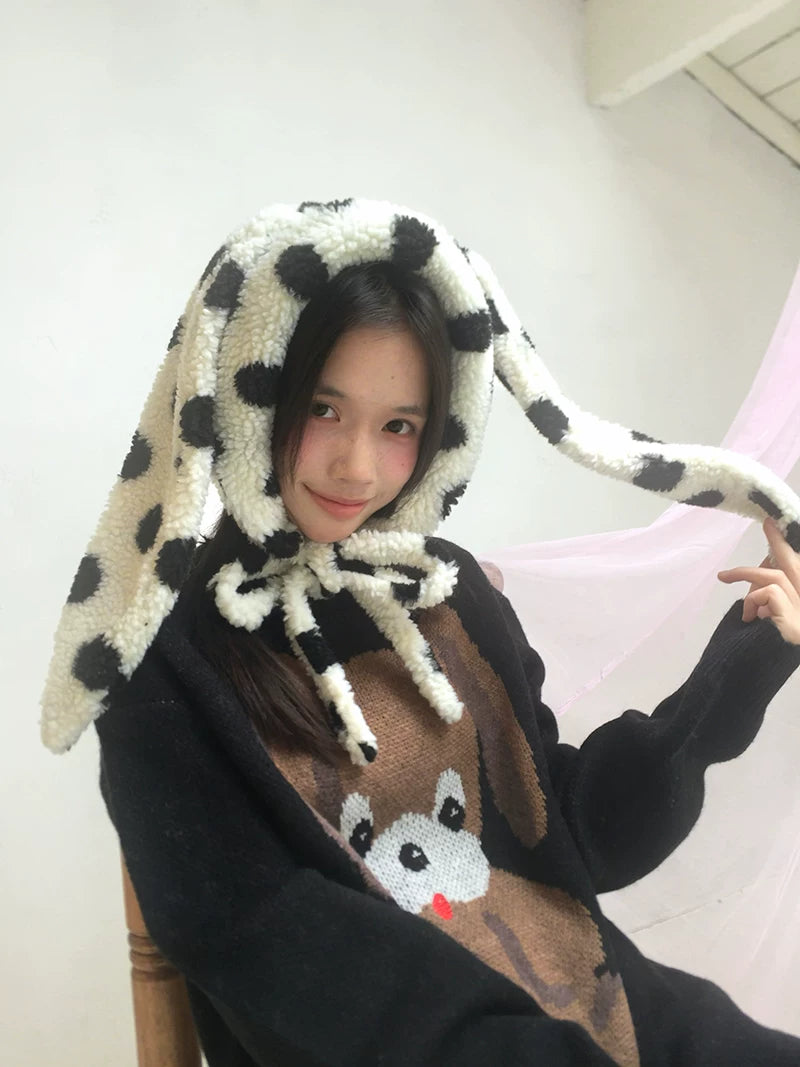 Dog Graphic Design Oversize Knit Sweater