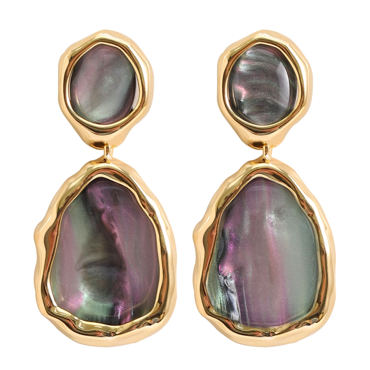 Vintage Irregular ovals Drop-shaped Needle Earrings