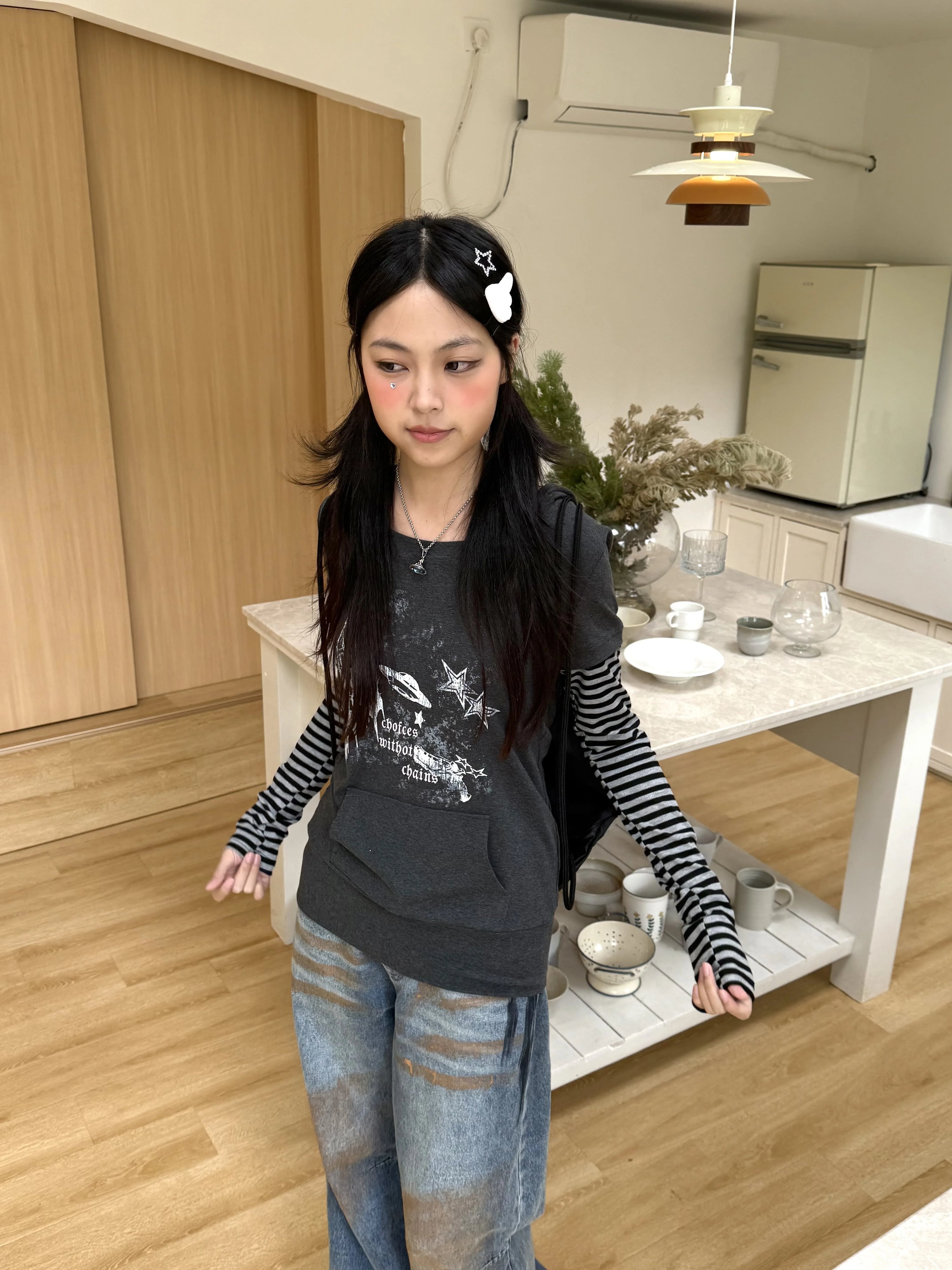 Stripe Patchwork Pullover Hoodie