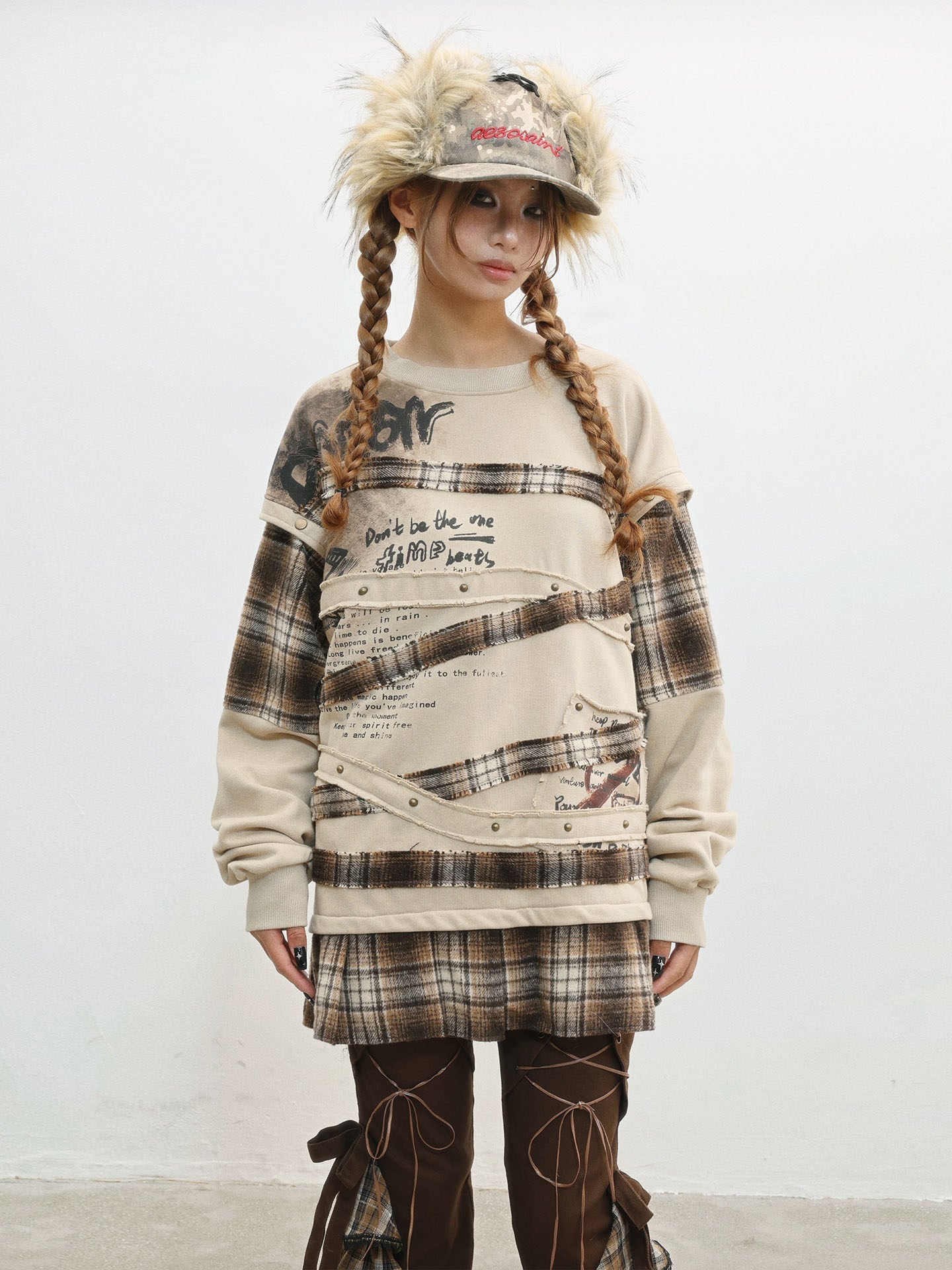 Wasteland Print Detachable Sleeve Sweatshirt